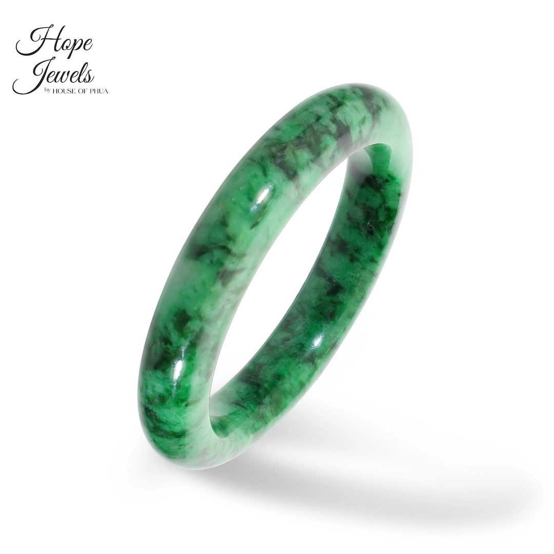 53.8mm Type A Green Jadeite Round Bangle
