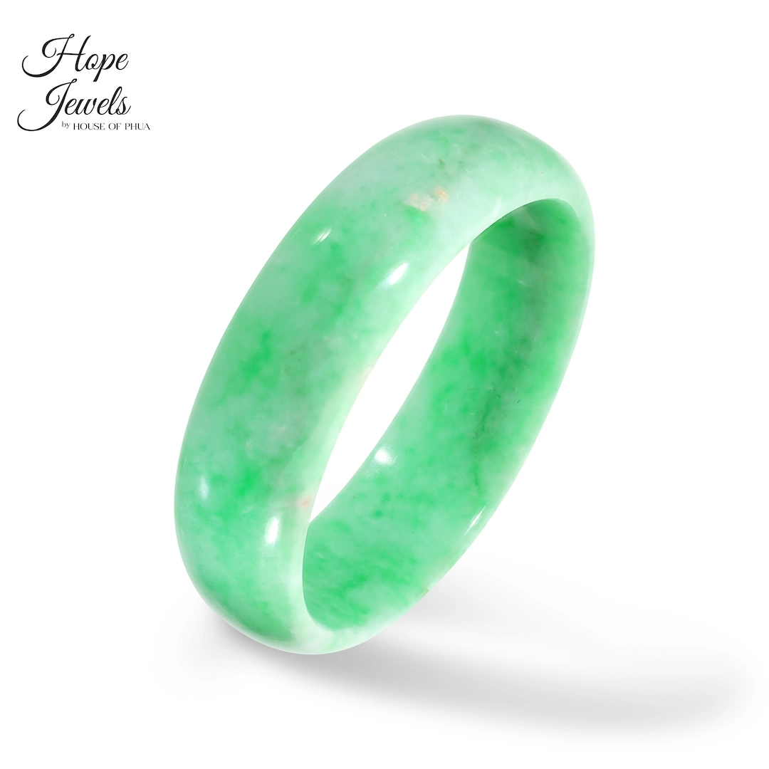 56mm Type A Green Jadeite Oval Bangle