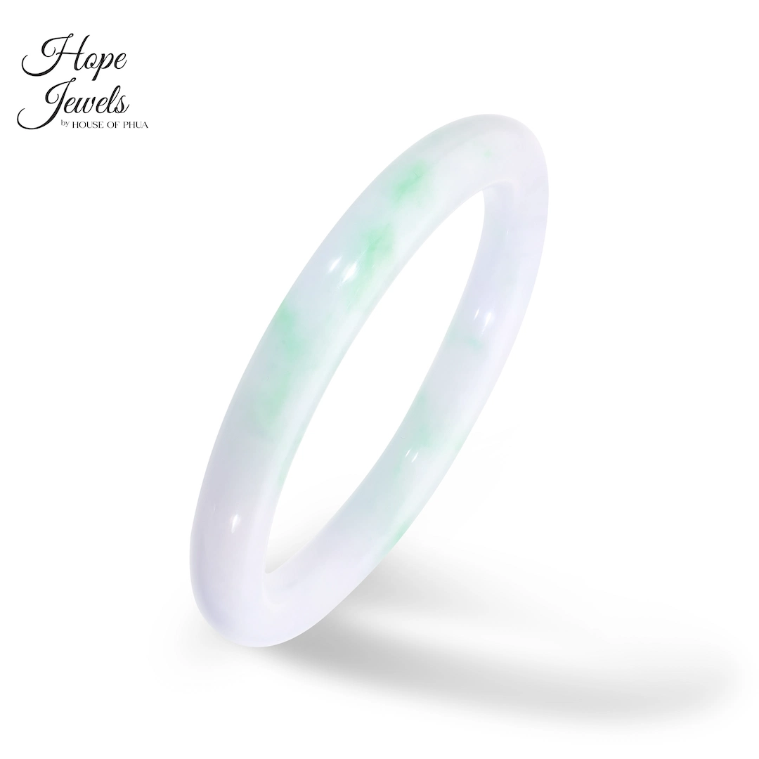 60mm Type A Green Jadeite Round Bangle