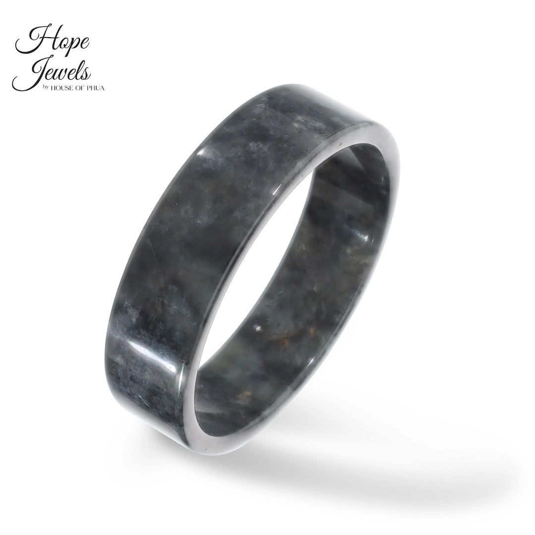 54mm Type A Black Jadeite Round Bangle
